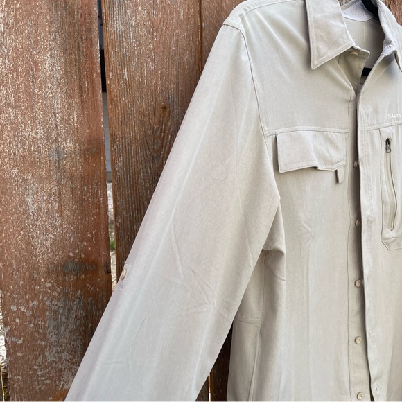 SALT LIFE Men’s Tan SLX UVapor Lightweight Long Sleeve Button Down Shirt Small - Picture 7 of 14